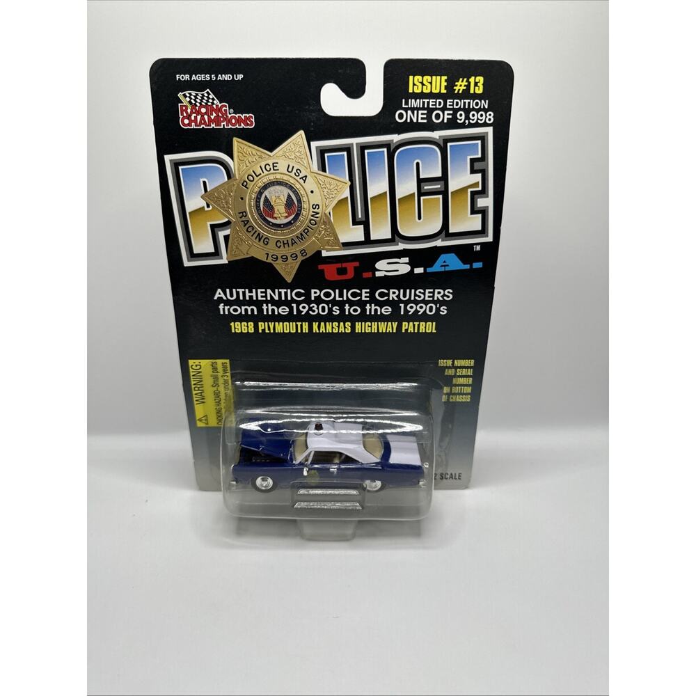 Racing Champions 1/64 USA Police 1968 Plymouth Kansas Highway Patrol NEW